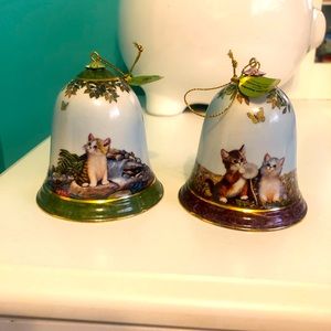 Bradford edition kitten bell ornaments nwt